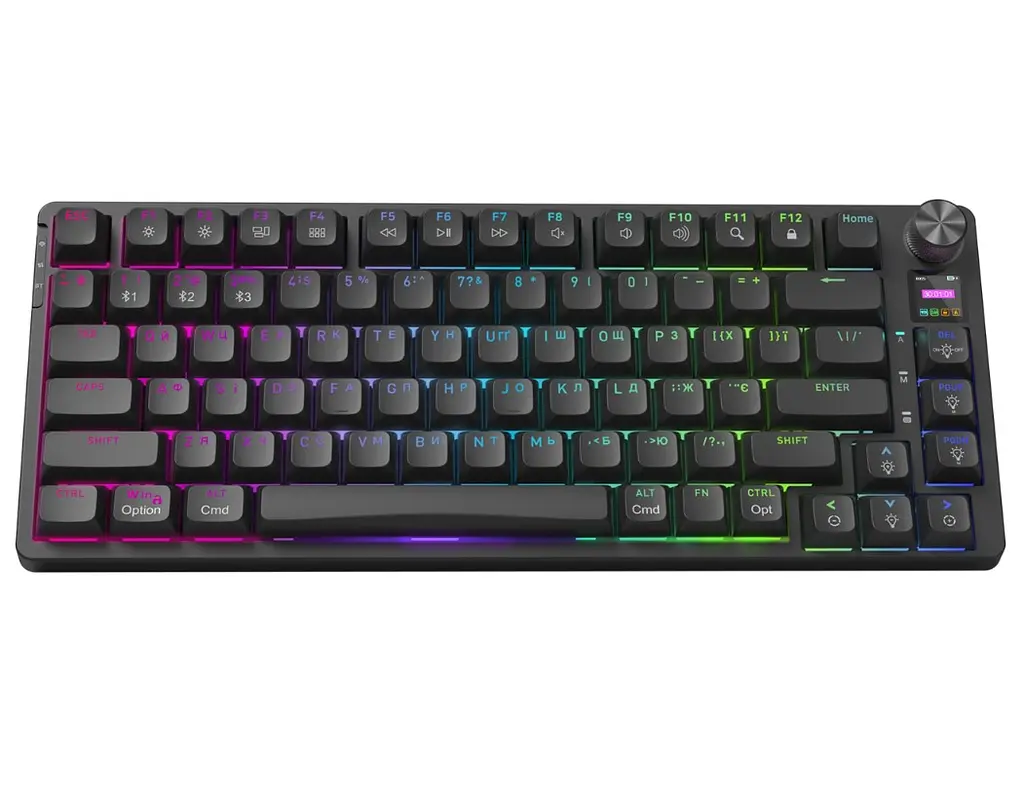 Клавіатура ігрова механічна бездротова HATOR HTK-450 UA RGB Icefall PRO, Wireless, Display Black - фото 4