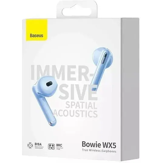 Беспроводные наушники Baseus Bowie WX5 стерео гарнитура TWS в кейсе голубая - фото 2