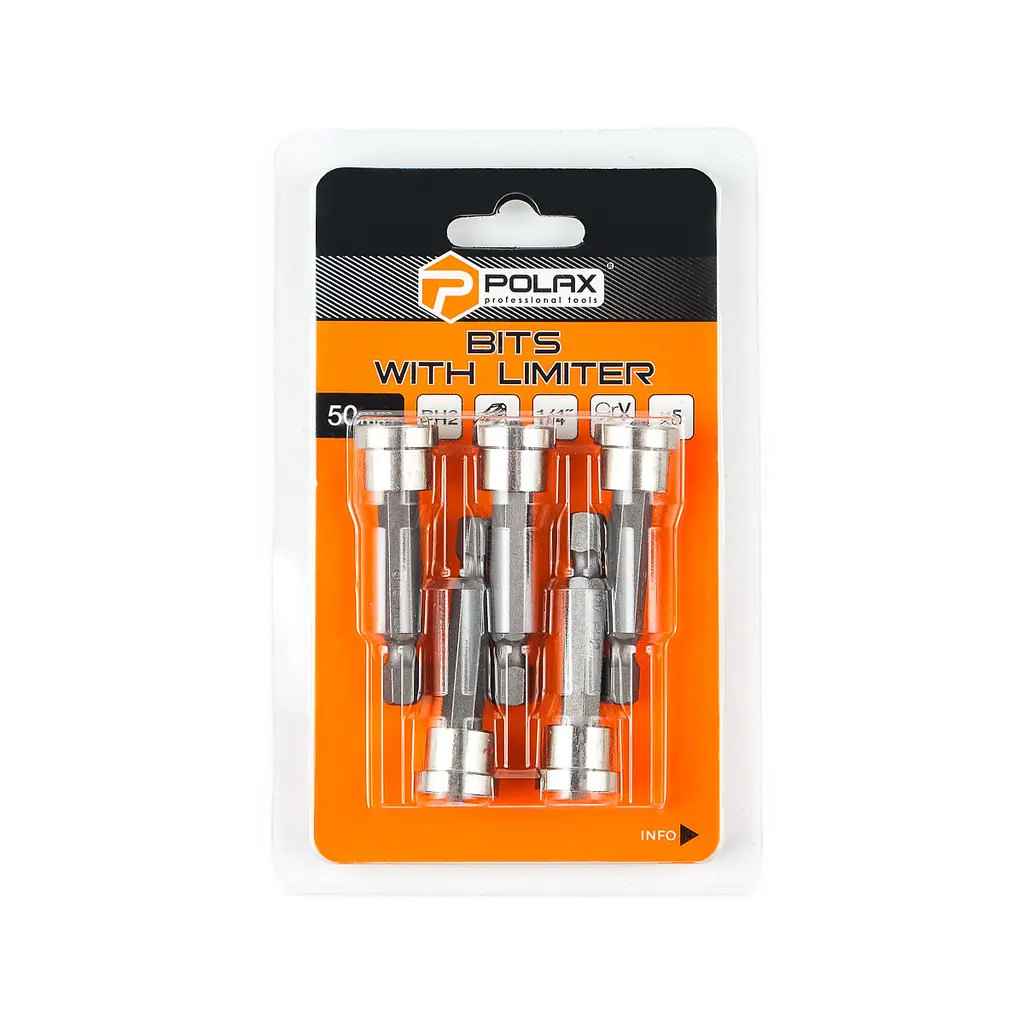 Біта сталева Polax з обмежувачем PH2*50 мм 1/4" 5 шт (51-089) - фото 3