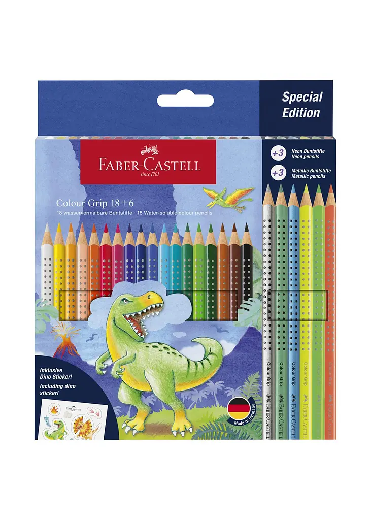 Набір олівців 18 кол. FABER CASTELL Grip акварельні + 3 металік + 3 неон (201546)