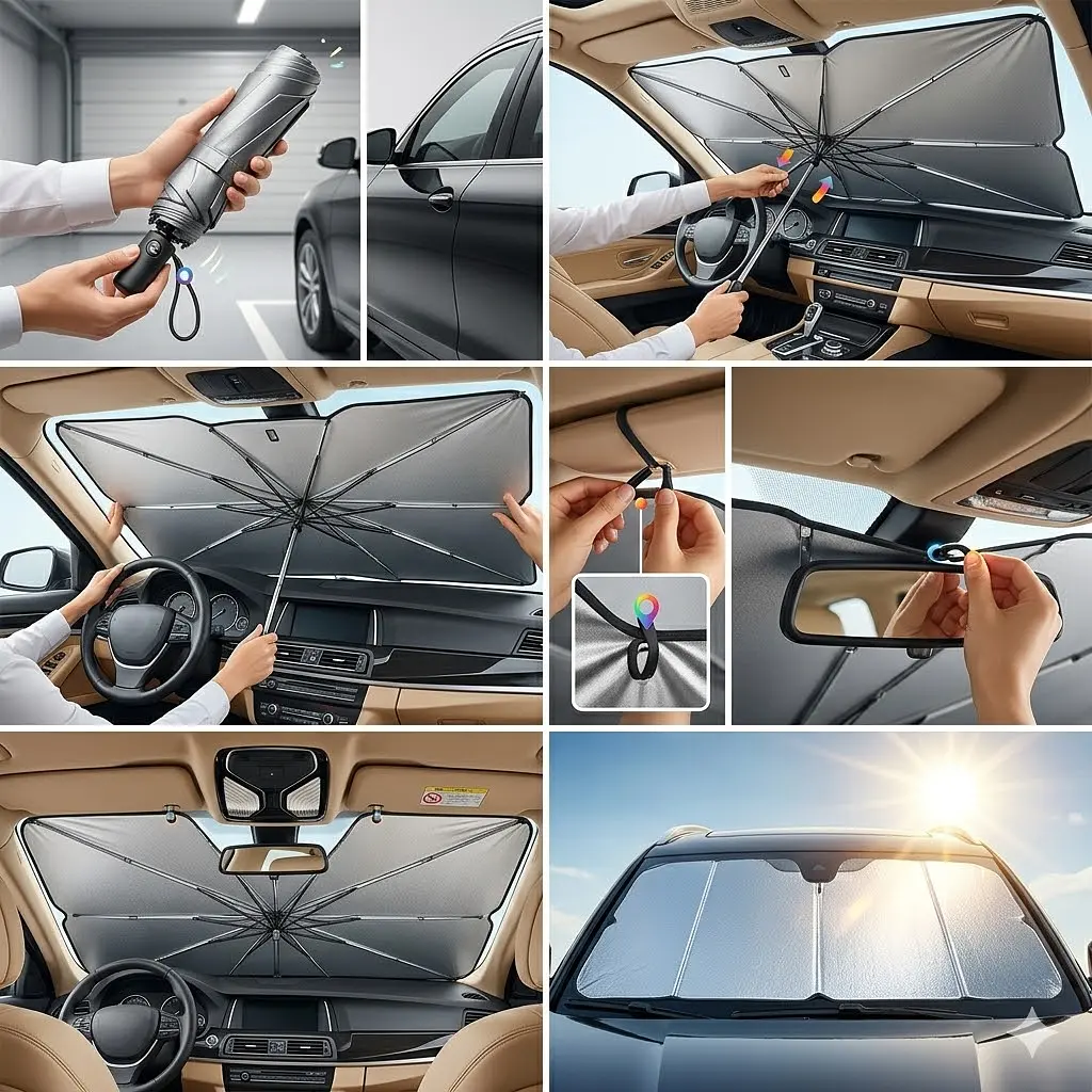 Автомобільна сонцезахисна парасолька шторка для лобового скла Elegant 130x 65 см (EL 100 524) - фото 5