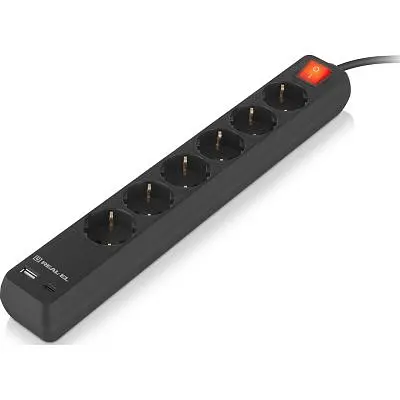 Мережевий фільтр живлення REAL-EL RS-PROTECT 605 3m, black (EL122300041) - фото 2