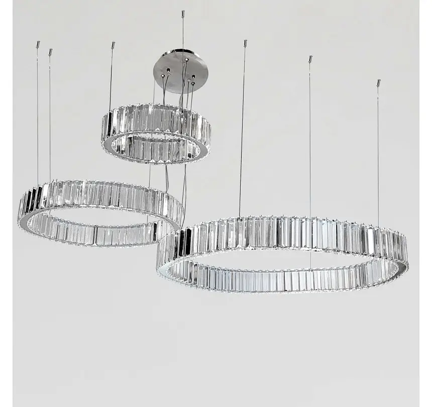 Світлодіодна підвісна люстра Artlight 510578/30+50+70CH з трьома кільцями, 103 Вт, хром - фото 2