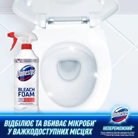 Спрей-пена для чистки унитаза и ванной Domestos Отбеливание и блеск 435 мл - фото 2