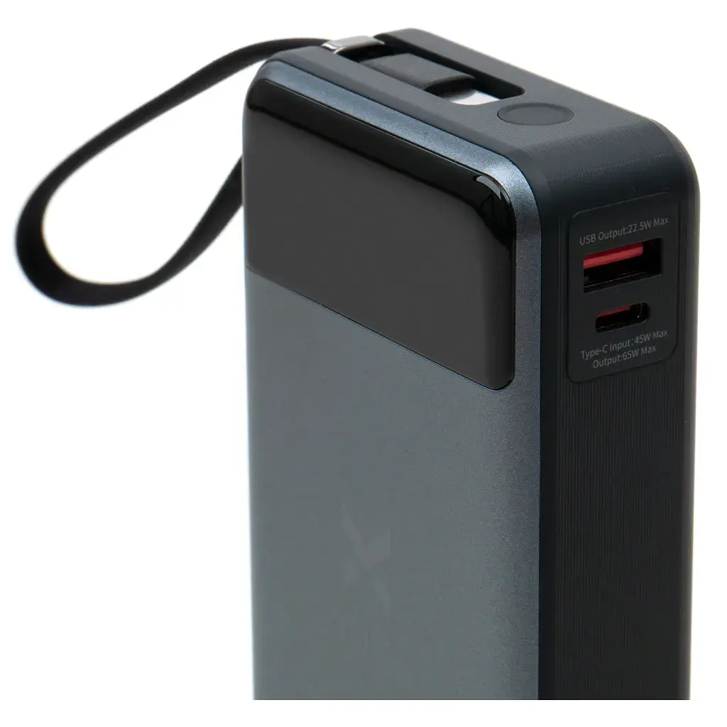 Батарея універсальна Vinga 20000 mAh 65W Display USB-C Cable Grey (VPBB2065C) - фото 6