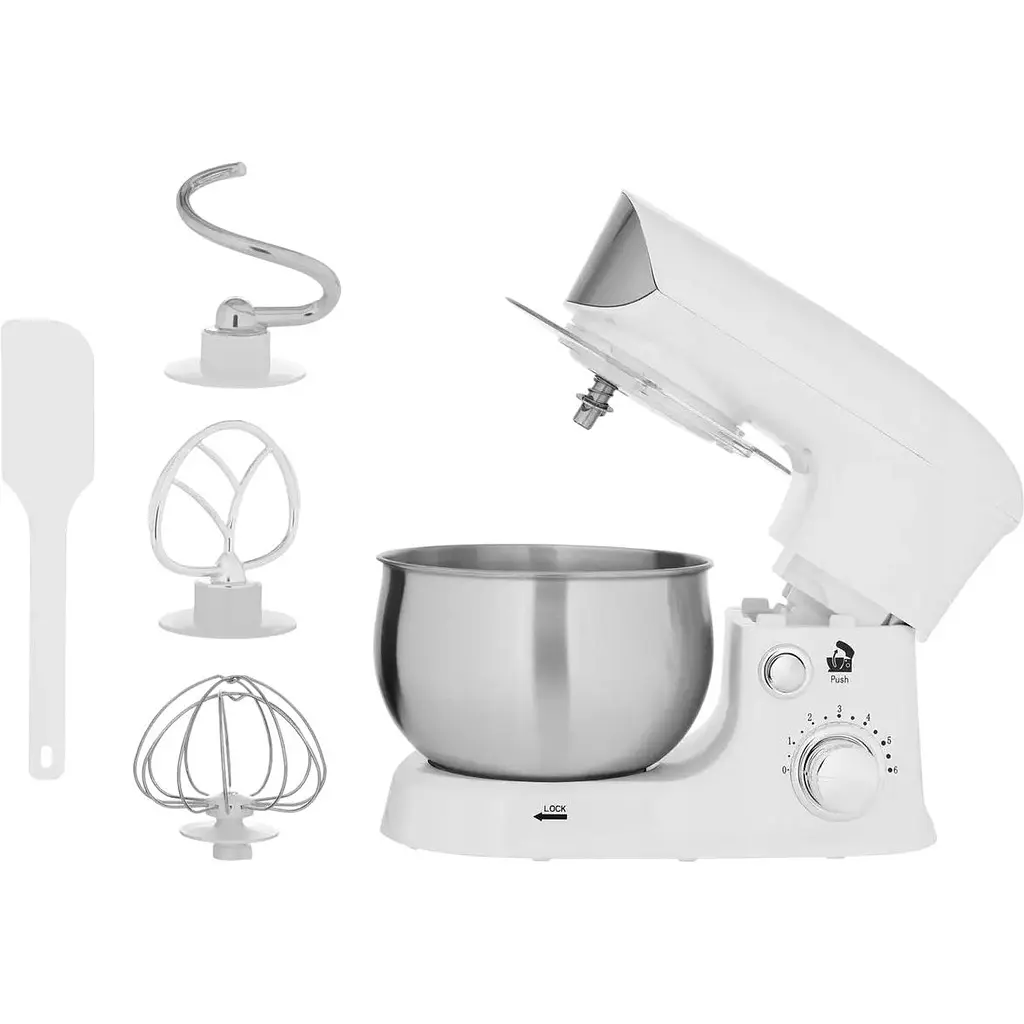 Тістоміс планетарний Adler AD 4226 1200 Вт 3 л 6 швидкостей чаша нержавіюча сталь білий - фото 2