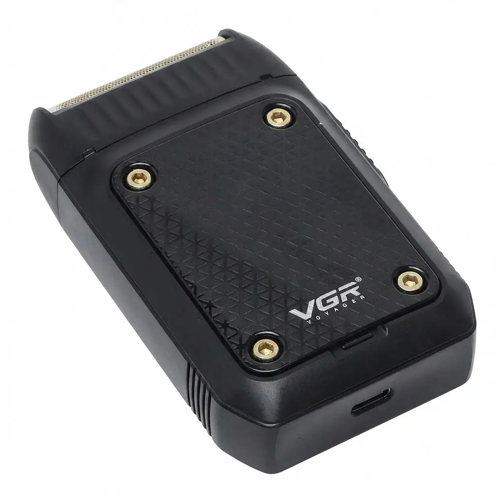 Електробритва портативна VGR V-353 з USB, Чорна / Професійна чоловіча машинка для гоління - фото 3