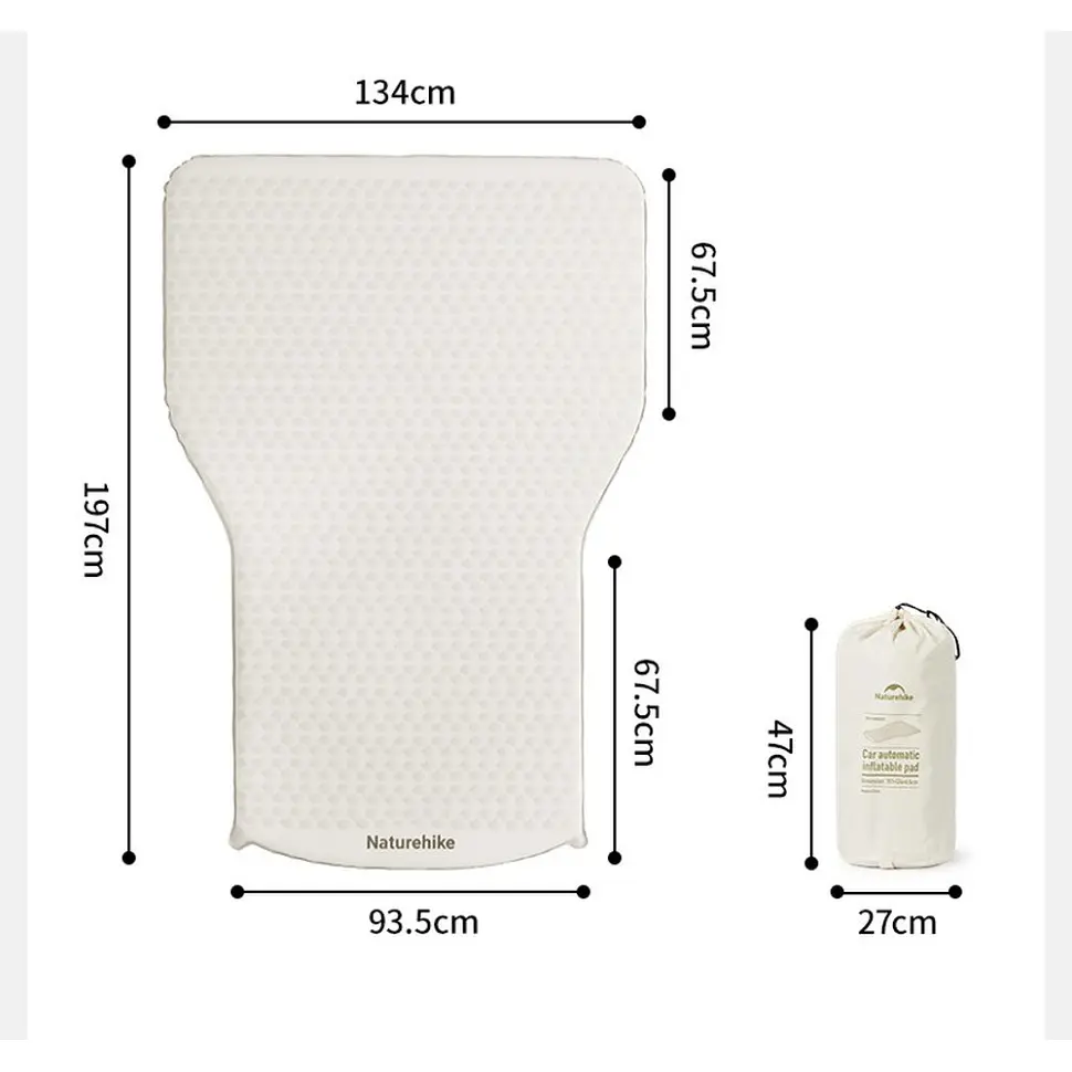 Матрац автомобильный кемпинговый двухместный Naturehike CNK2450WS010, 197х134х6,5 см светлый со встроенной помпой для надува - фото 2