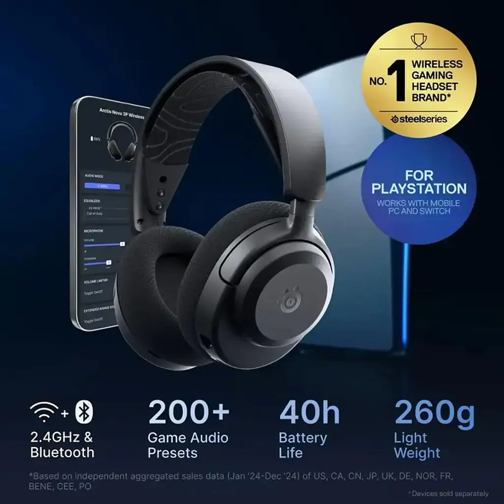 Ігрова гарнітура SteelSeries Arctis Nova 3P Wireless MultiPlatform Black (61686) - фото 8
