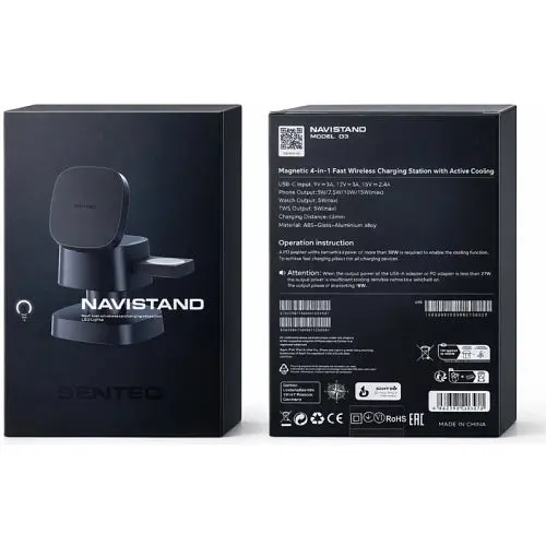 Бездротовий зарядний пристрій Senteo D3 NAVI STAND 4in1 15W Magnetic Wireless Charger Night Lamp - фото 2