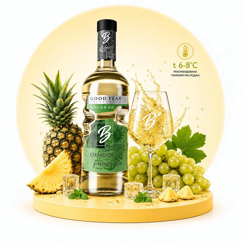 Винний напій Bolgrad Good Year напівсолодкий білий Chardonnay with Pineapple juice 10% 0.75 л - фото 8