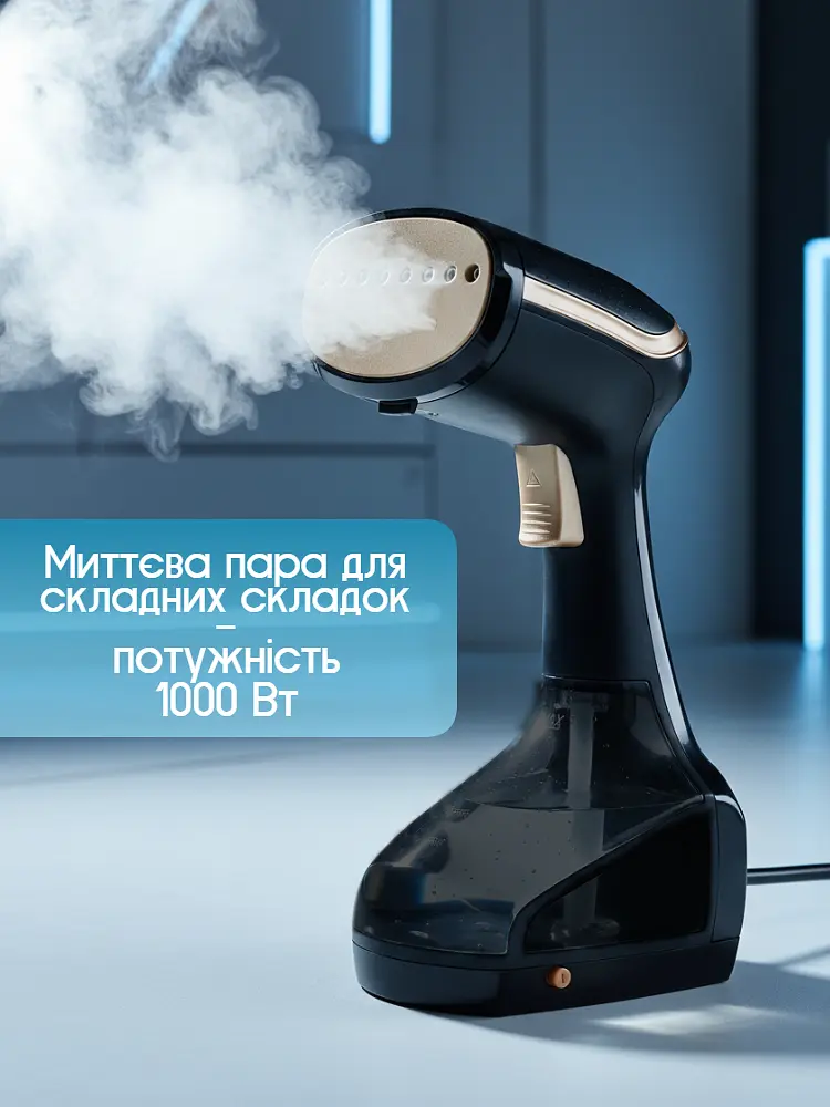 Відпарювач одягу Crownberg Steamer 1000 Вт чорний - фото 6