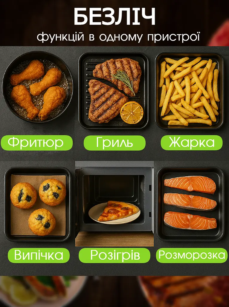 Аерогриль Bitek на 10 л 4200 Вт чорний - фото 6