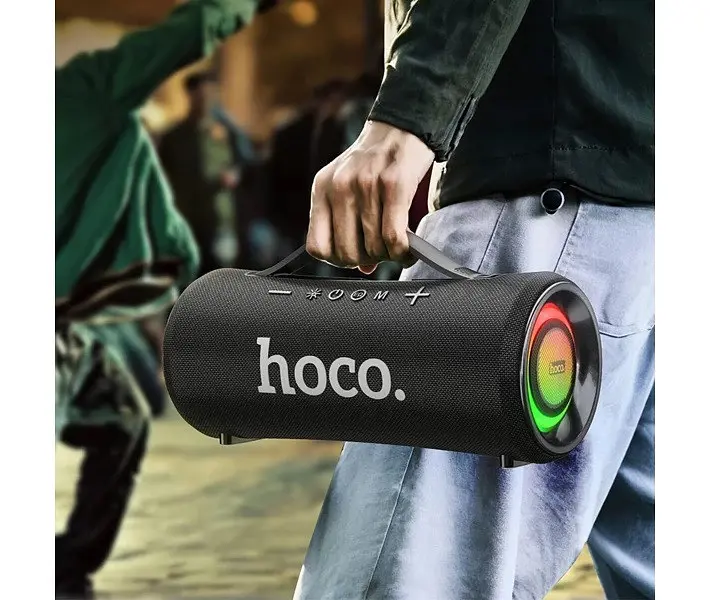 Колонка портативная Hoco HA10 Oleada с LED-подсветкой черная - фото 6