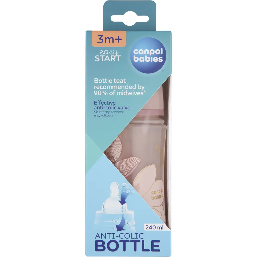 Пляшка антиколікова з широким отвором Canpol babies Easystart Gold 240 мл рожева - фото 3