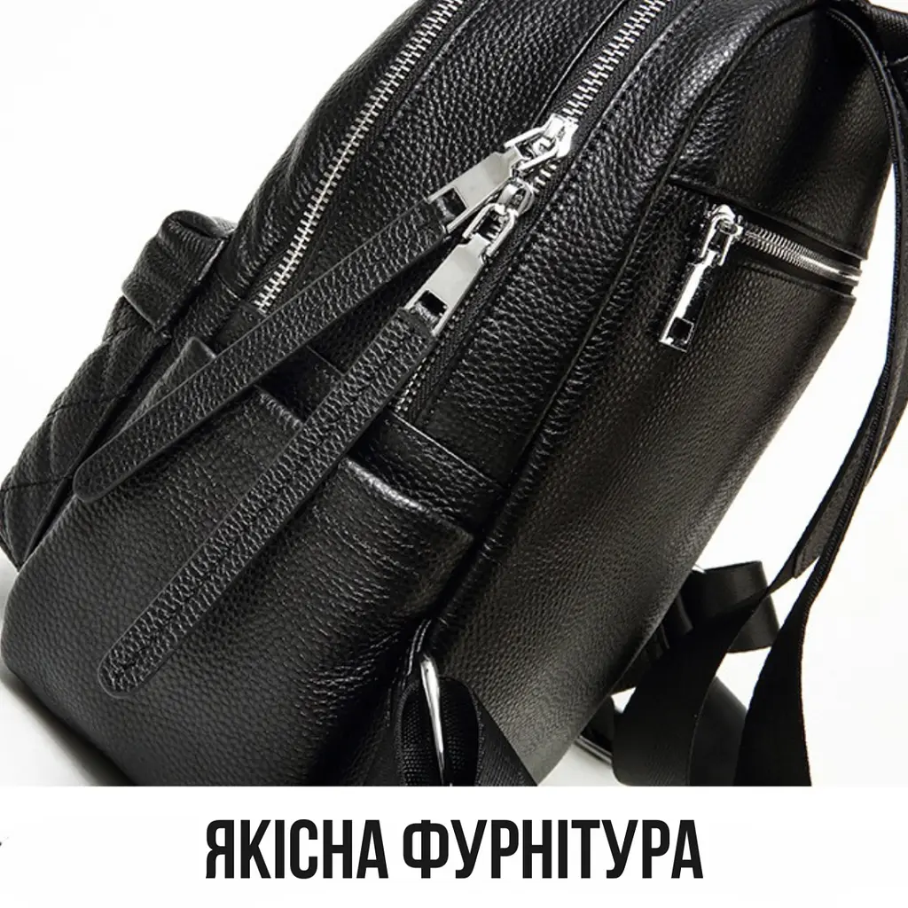 Жіночий шкіряний рюкзак з натуральної шкіри міський 30х23х12 чорний - фото 10