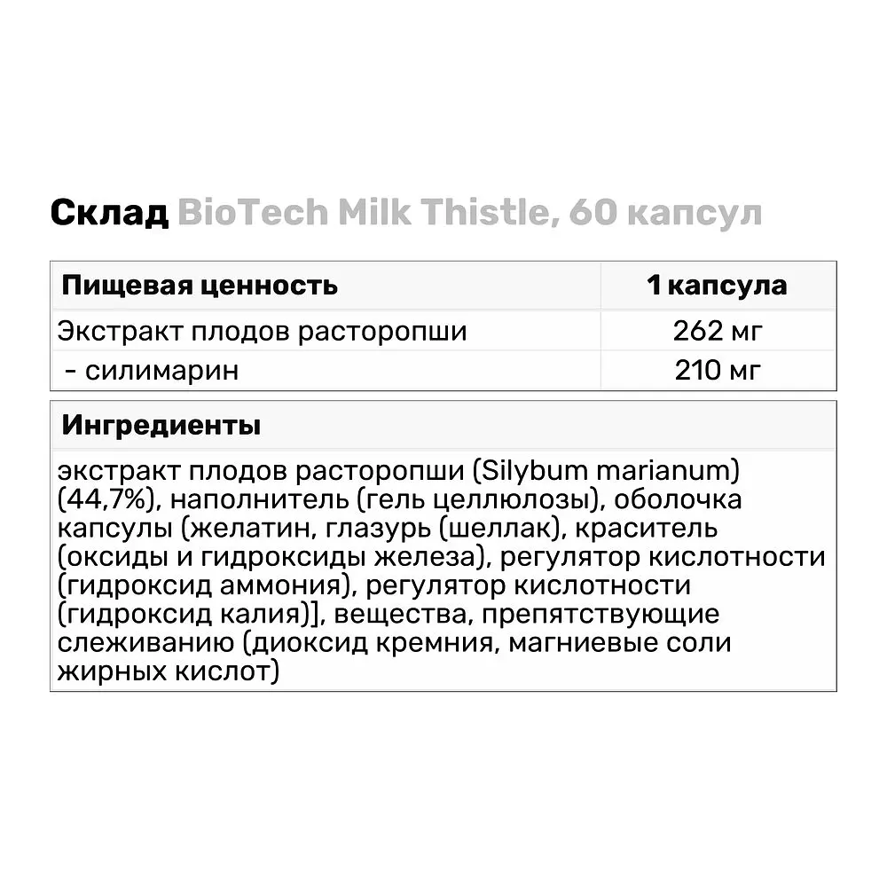 Натуральная добавка BioTech Milk Thistle, 60 капсул - фото 3