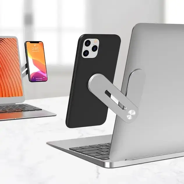 Магнітний металевий тримач для телефону до ноутбук Holder Multi-function 12 × 3 × 0,3 см на бічну панель - фото 2