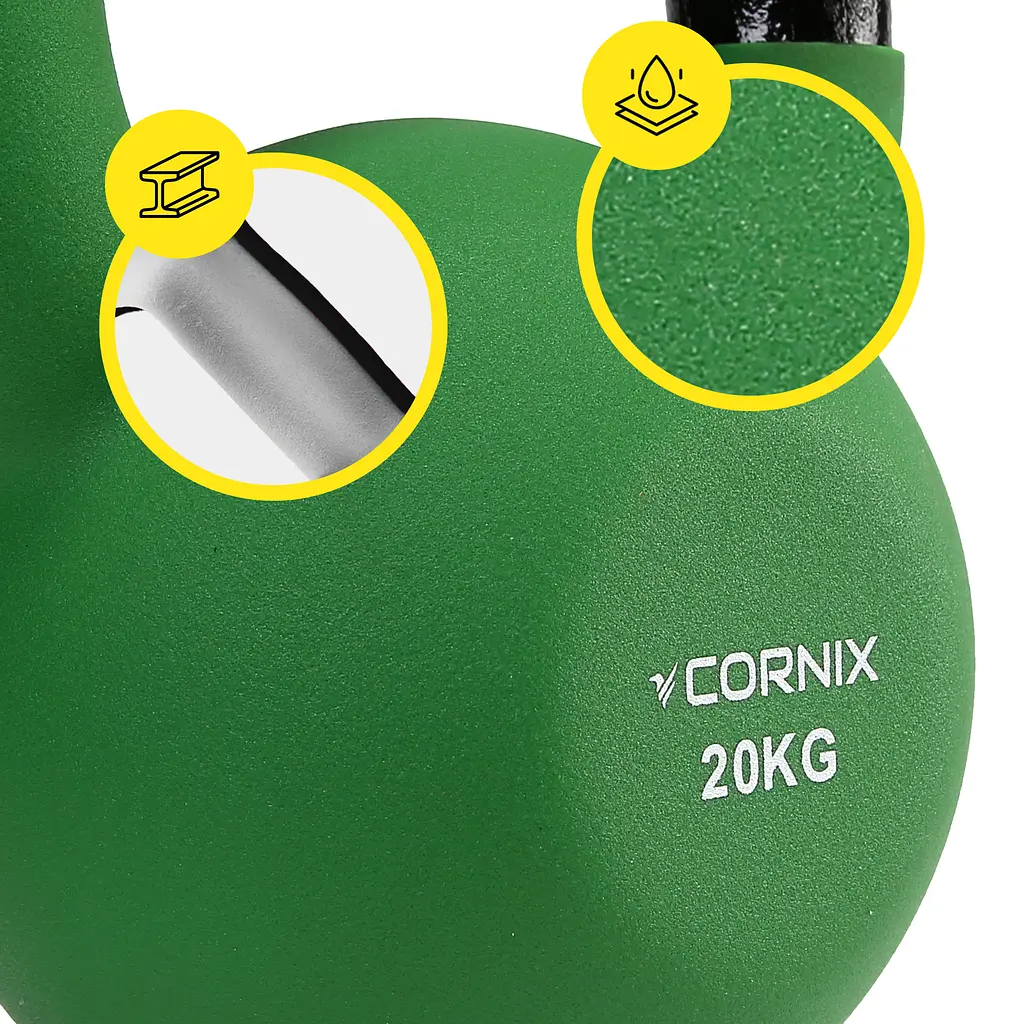 Гиря металева Cornix 20 кг з вініловим покриттям XR-0439 Green/Black - фото 2