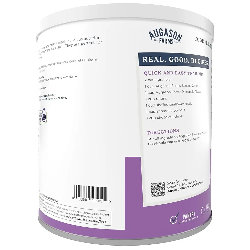 Сублімовані банани з великим терміном придатності 10 років Augason Farms, 22 порції (101121) - фото 2