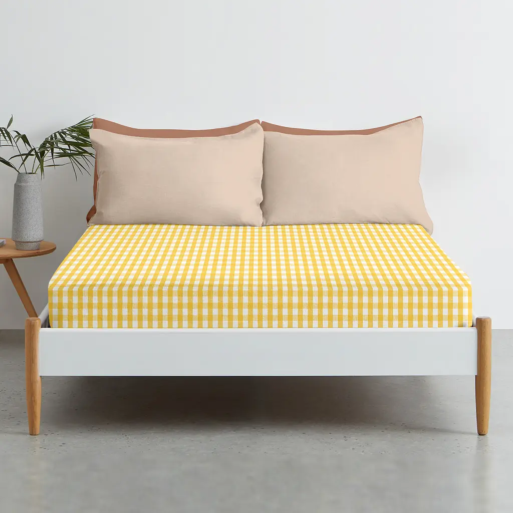 Простирадло на резинці Cosas Yellow Check 200х220х20 см (YellowCheck_200x220x20) - фото 2