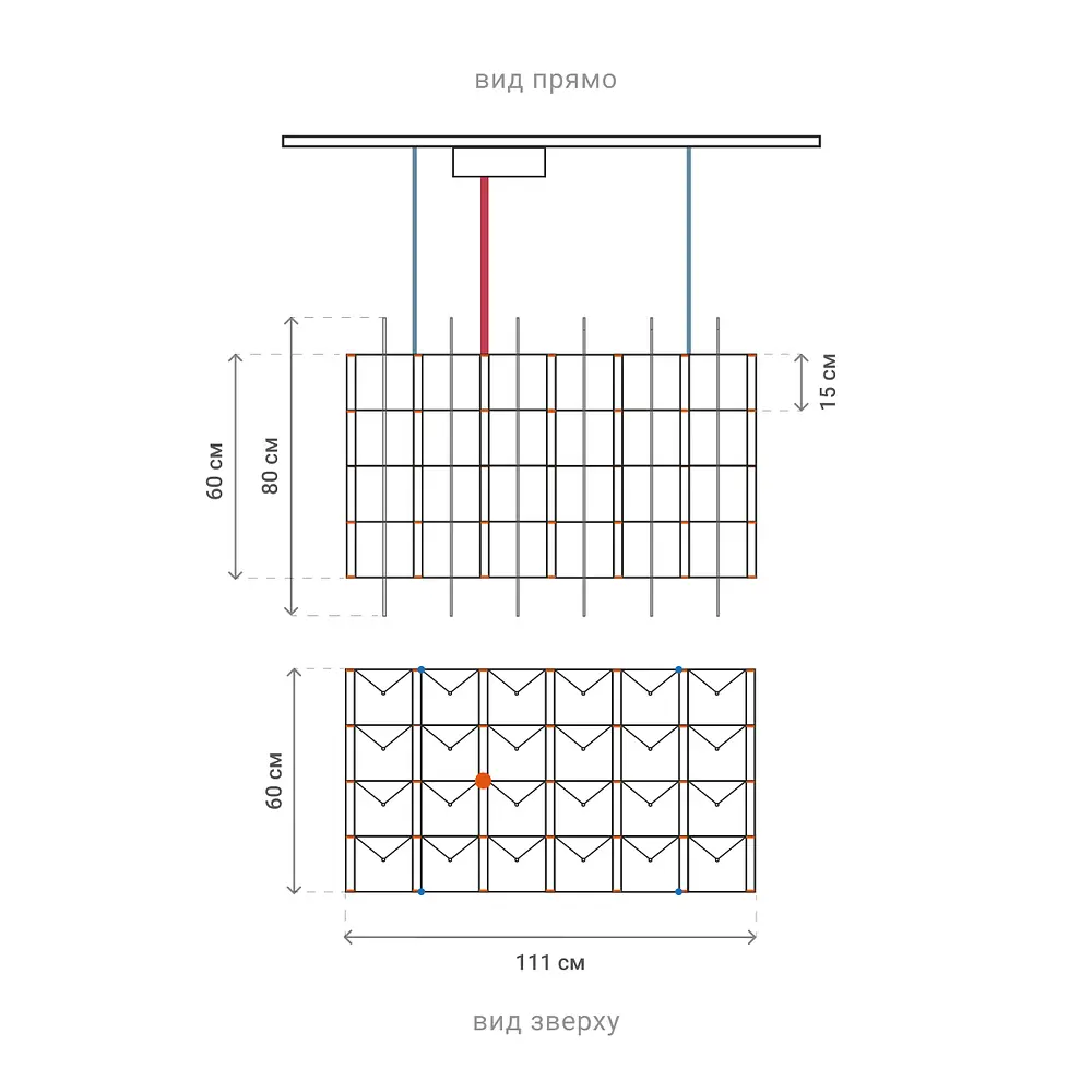 Кубическая золотая люстра в форме параллелепипеда 111х60х60 см Line F | Ст. MJ201-1110*600*600 Titanium - фото 4
