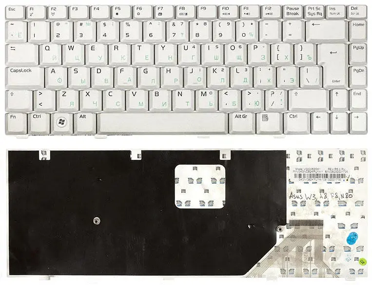 Клавіатура для ноутбука Asus (W3, W3J, A8, F8, N80) Silver, UA (вертикальний ентер) - фото 3