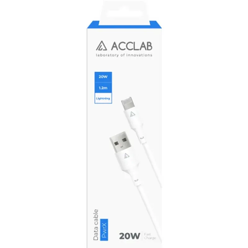 Дата кабель USB 2.0 AM to Lightning 1.2m PwrX 20W ACCLAB (1283126559549) - фото 2