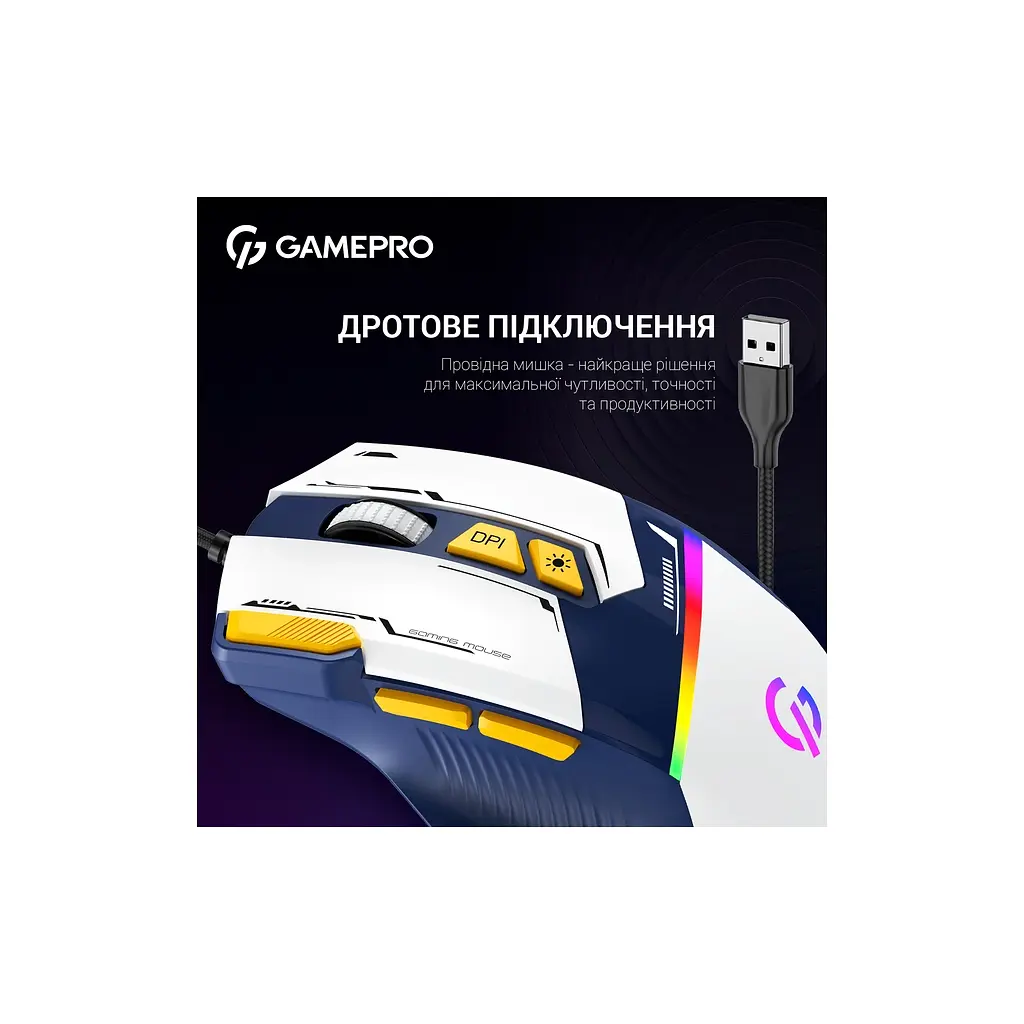Мишка GamePro GM300BL USB Blue/White (GM300BL) - фото 6