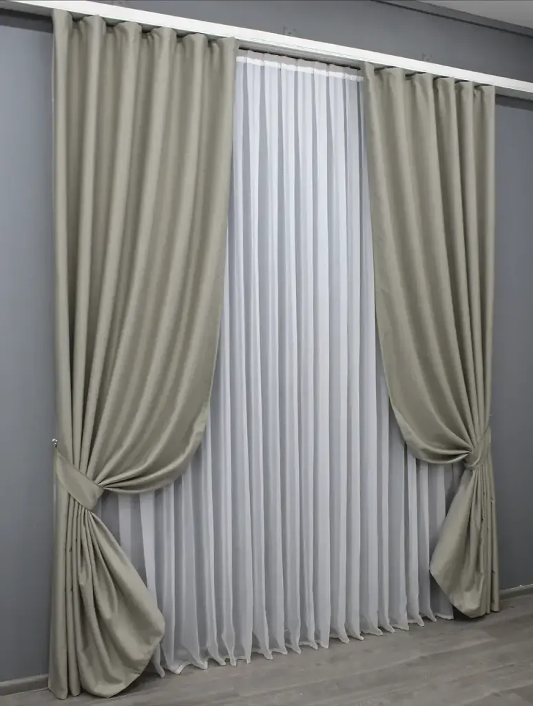 Комплект штор VR-Textil шеніл 2 шт 150x270 см тауп (1590ш) - фото 3