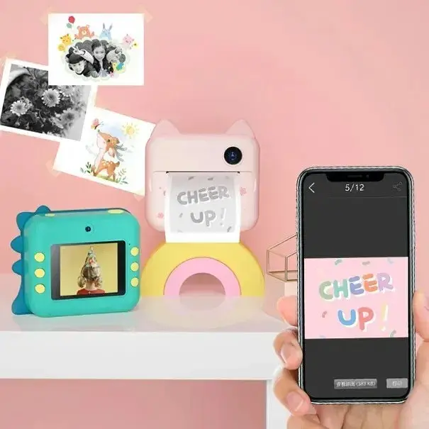 Дитяча камера - фотоапарат моментального друку Print Camera P1 Dinosaur Mini зелений - фото 4