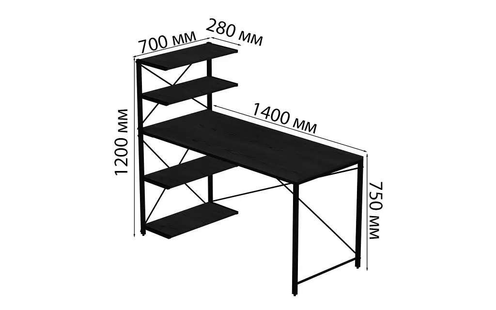 Комп'ютерний стіл Ferrum-decor Джек 75x140x70 Чорний ДСП Сосна Кембра (FRD-105424) - фото 2