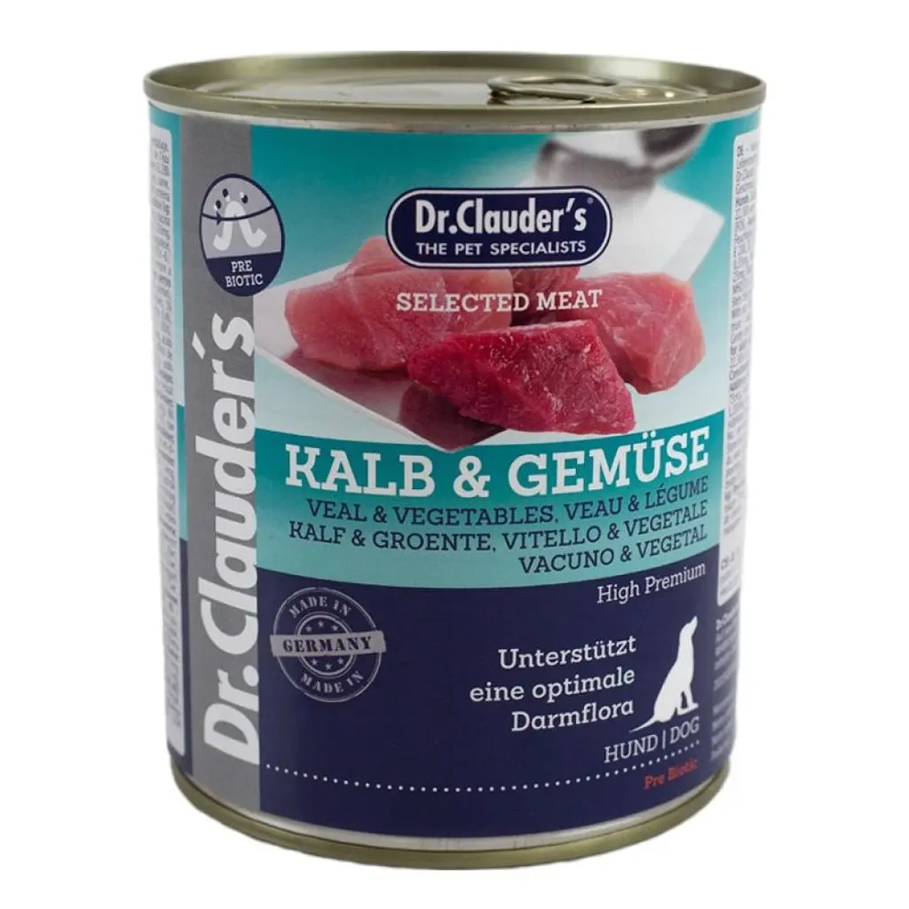 Консерва супер-преміум класу для собак Dr.Clauder's Selected Meat Veal & Vegetables з телятиною та овочами 800 г