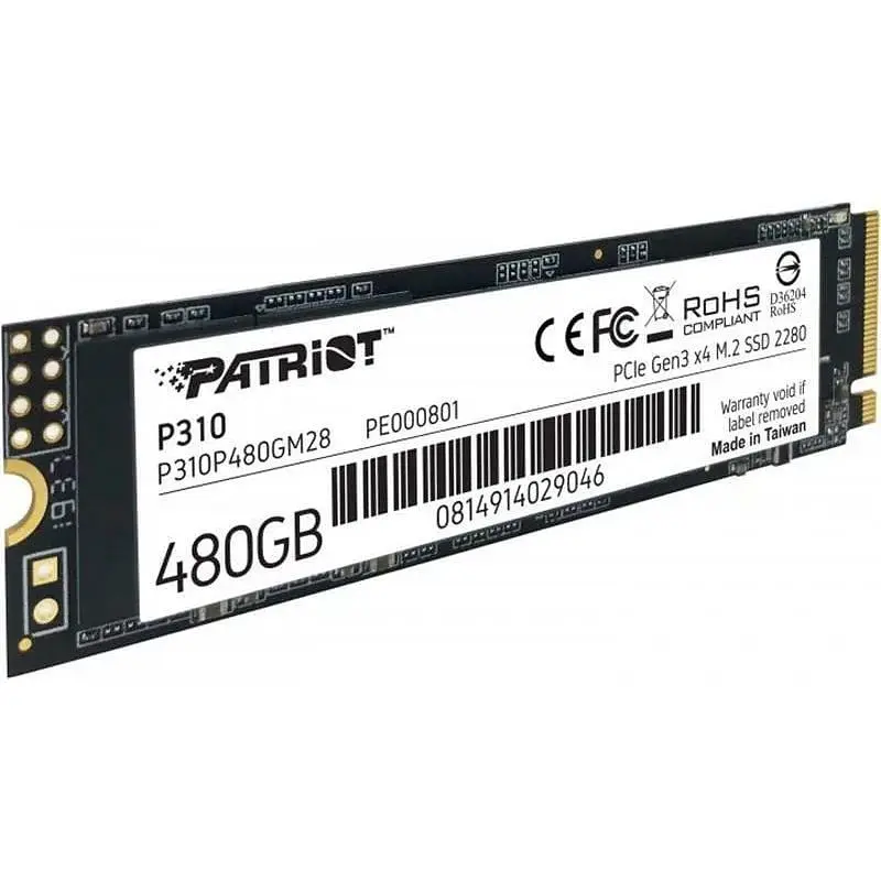 Накопитель SSD Patriot P310 M.2 2280 NVMe PCIe 3.0 x4 3D TLC 480GB (P310P480GM28) - фото 2