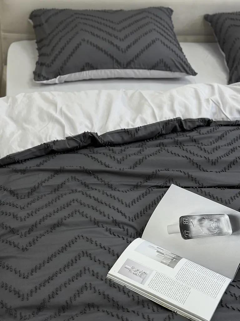 Комплект постільної білизни Ecotton Jaquard Сімейний 150х215 см cірий Grey (Сімейний сірий) - фото 7