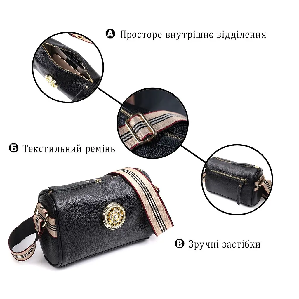 Жіноча сумка з натуральною шкірою Vintage 22262 чорна - фото 8