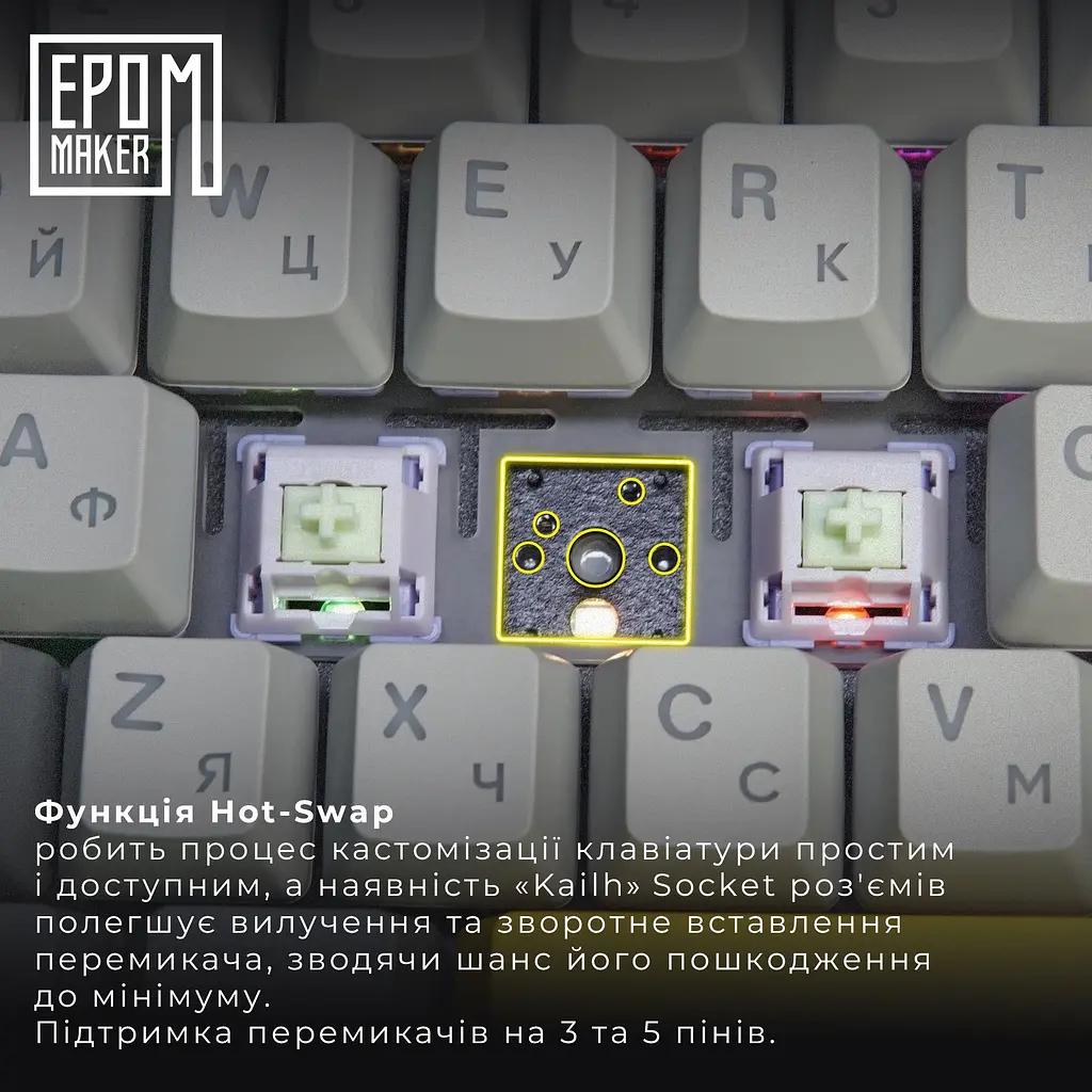 Клавиатура Epomaker Shadow-X Wisteria Linear White механическая беспроводная (SHX-W-WL) - фото 8