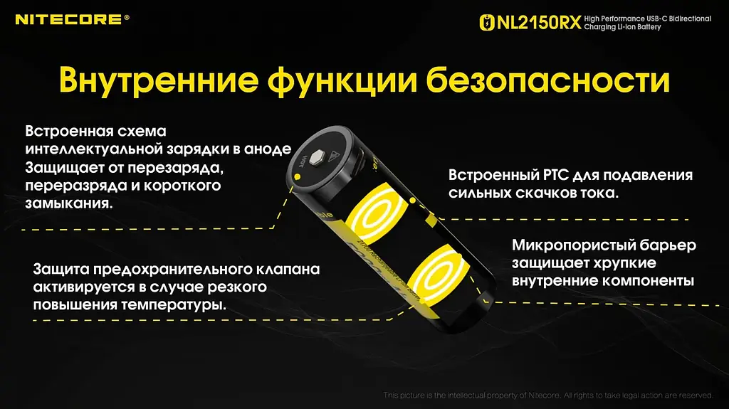Акумулятор Nitecore 21700 + Power Bank NL2150RX 5000mAh 8А 3.6V Чорно-жовтий (2464849663) - фото 8