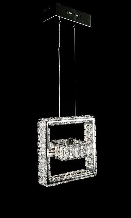 Геометрична хромована світлодіодна люстра Splendid Ray LD8892/230/2 LED (CH), 23 см з двома кришталевими рамками - фото 3