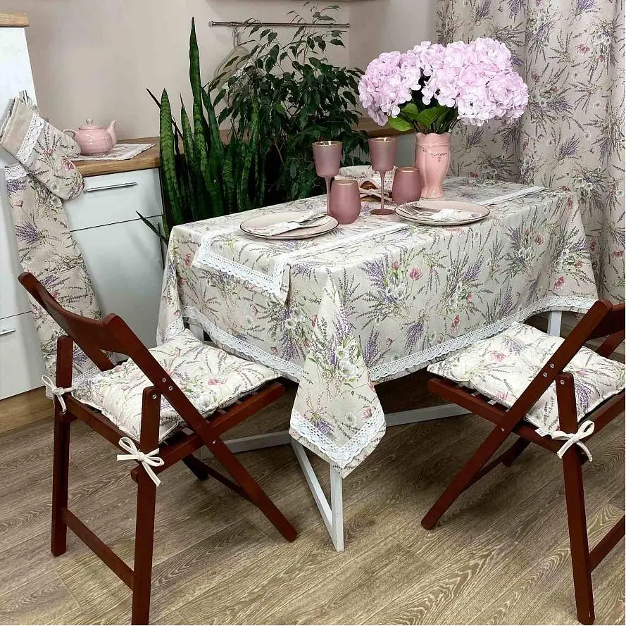 Скатерть Прованс Grosso с кружевом 85х85 см сиреневая (17539) - фото 2