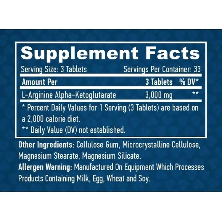 Амінокислота Аргінін альфа-кетоглутарат Haya Labs Arginine AKG 1000 мг 100 таблеток - фото 3