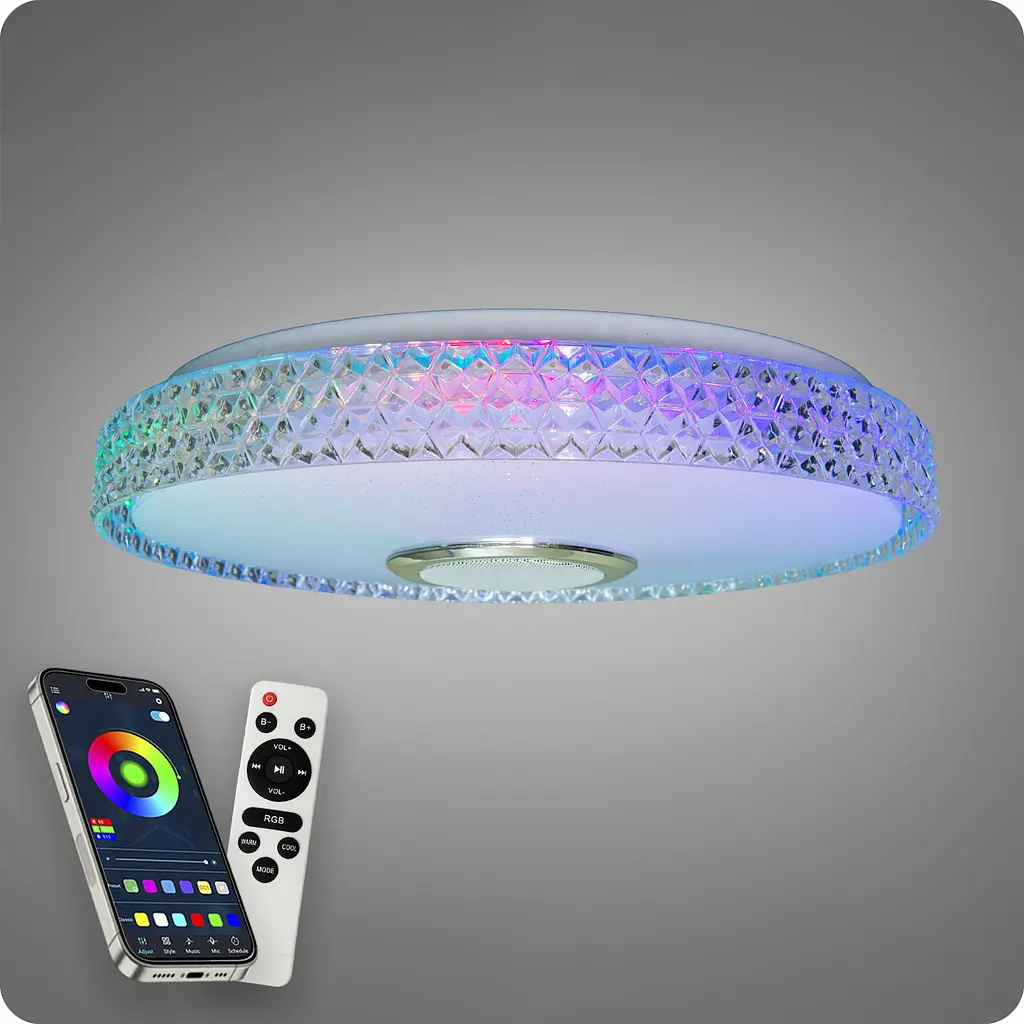 Люстра світлодіодна 517 Dlight RGB з пультом і колонкою 70Вт Білий (02155) - фото 3
