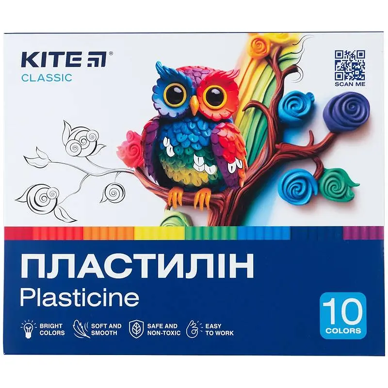 Пластилін Kite Classic, 10 кольорів, 200 г., (K-084)