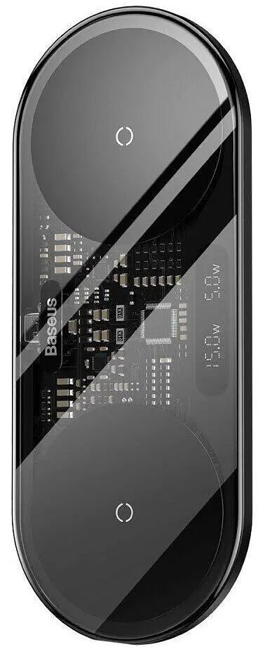 Бездротовий зарядний пристрій Baseus Digital LED Display 2in1 Wireless Charger 20W (WXSX010101) Black [78283] - фото 4