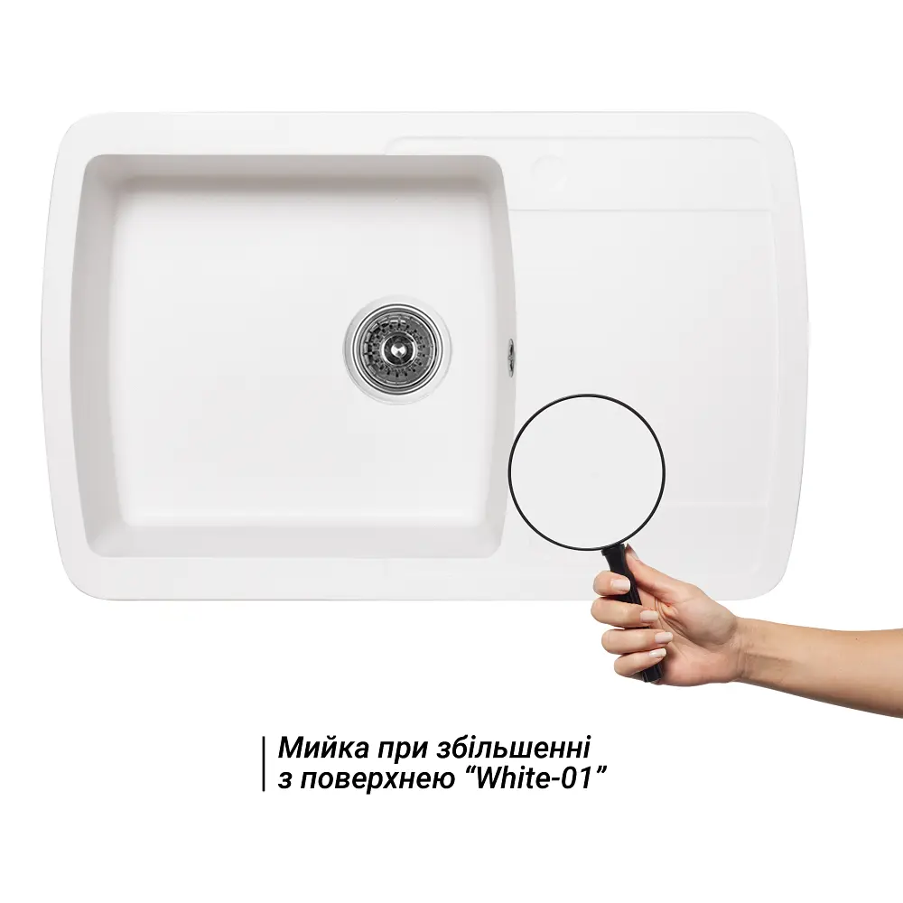 Кухонна мийка Lidz 770x490/200 WHI-01 (LIDZWHI01770490200) - фото 3