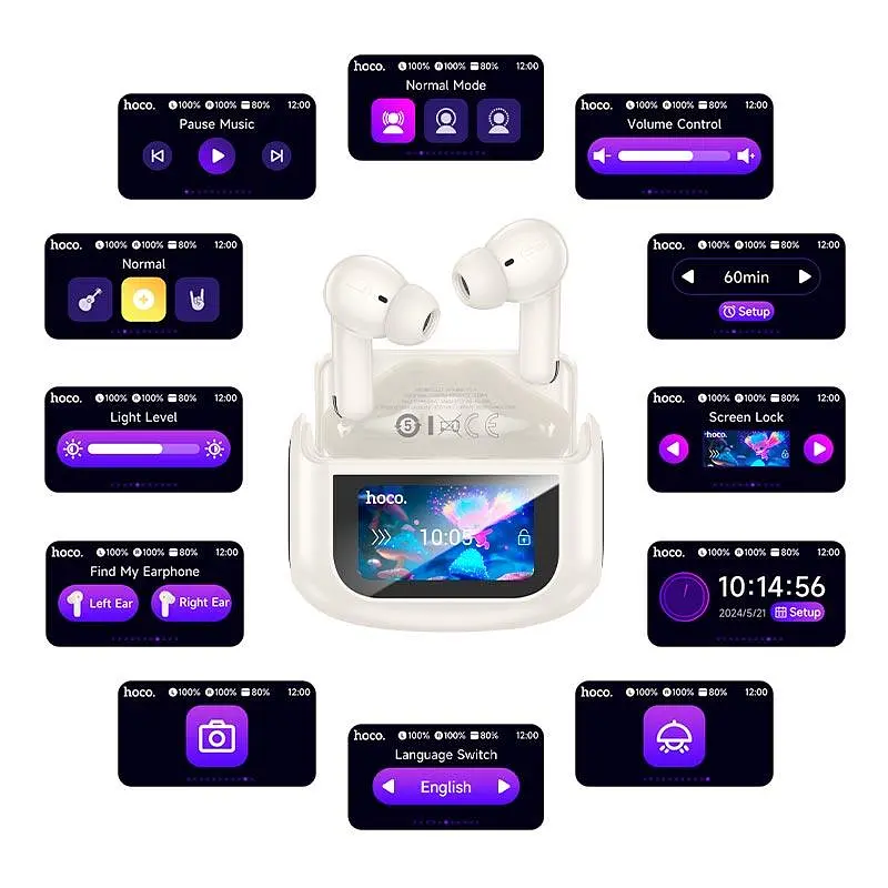 Беспроводные наушники Hoco Sandy EQ21, true wireless, ANC, ENC, noise reduction touch screen, BT headset, BT5.4, 40mAh, 400mAh, blue - фото 3
