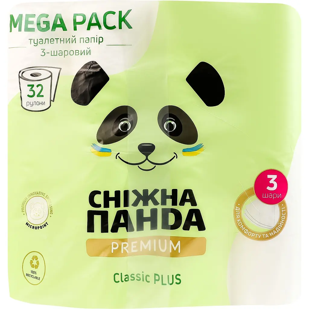 Туалетний папір Сніжна панда Premium Classic Plus 32 рулони - фото 2
