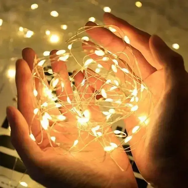 Гірлянда Роса 20м USB 200 LED на прозорій проволоці Теплий білий - фото 4
