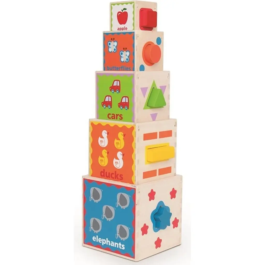 Кубики-пирамидка Hape с сортером из дерева (E0413) - фото 2
