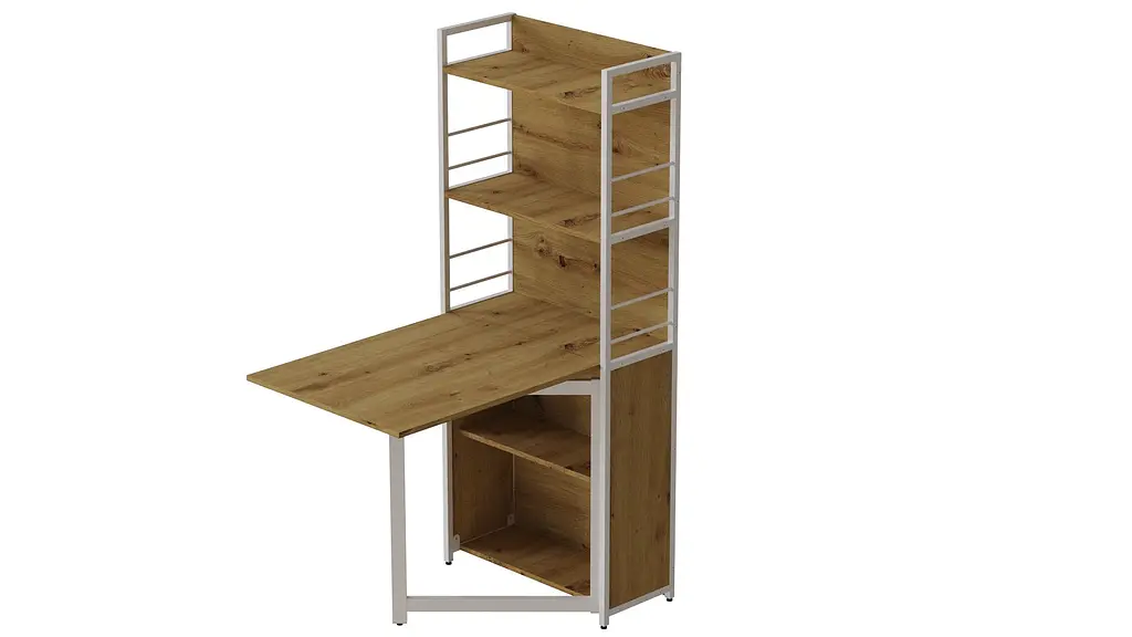 Стіл книжка з етажеркою Практик 2 Ferrum-decor 1555x640x990 Білий метал ДСП Дуб Артізан 16 мм (FRD-104637) - фото 4